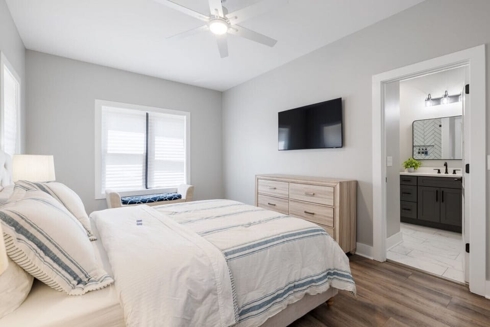 Guest bedroom is ready for you to relax and watch your favorite show. Private bathroom attached to the room