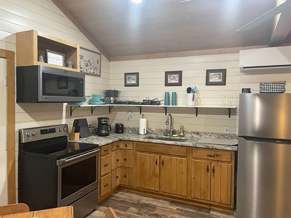 Stove, Air Fry Oven, Microwave, Toaster, Coffee Maker, Full Size Refrigerator with Ice Maker 