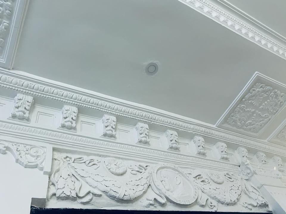 Rococo Revival Door Pediment Of An Ashanti King Flanked By Ornate Festoons. 