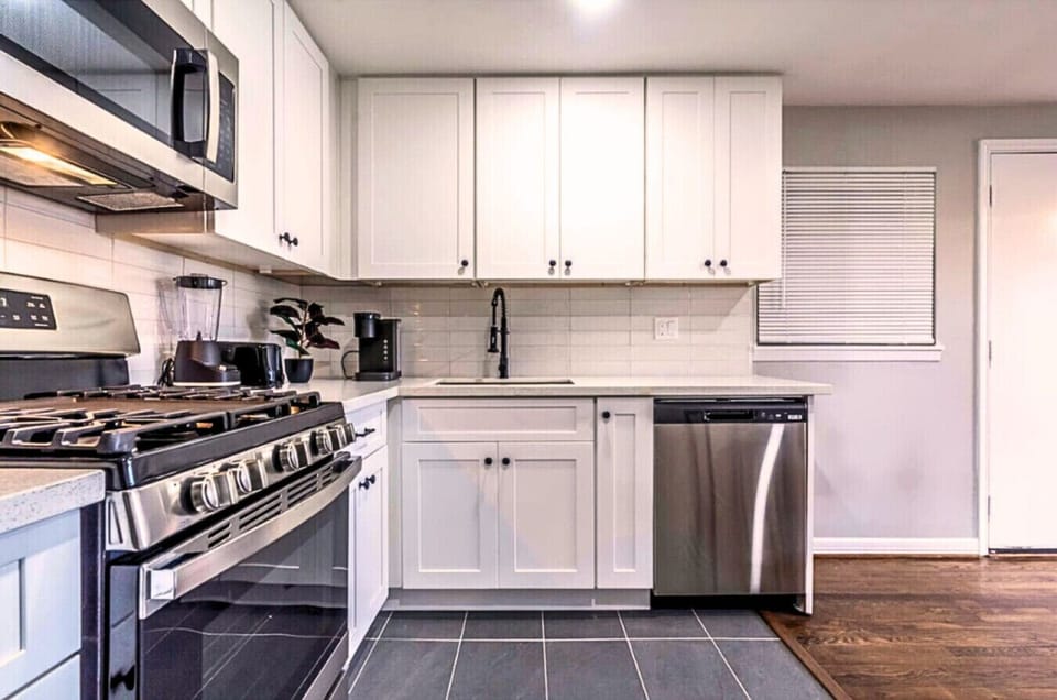 Everything you need to cook at home, from modern appliances to roomy prep areas.