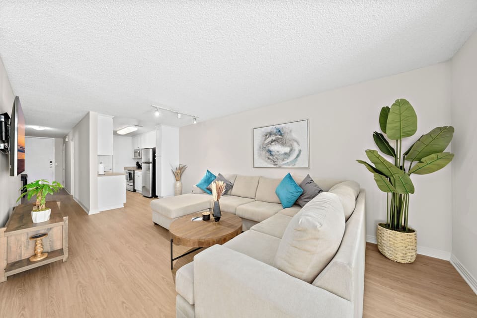 Cozy up and relax in our stylish living room sanctuary.