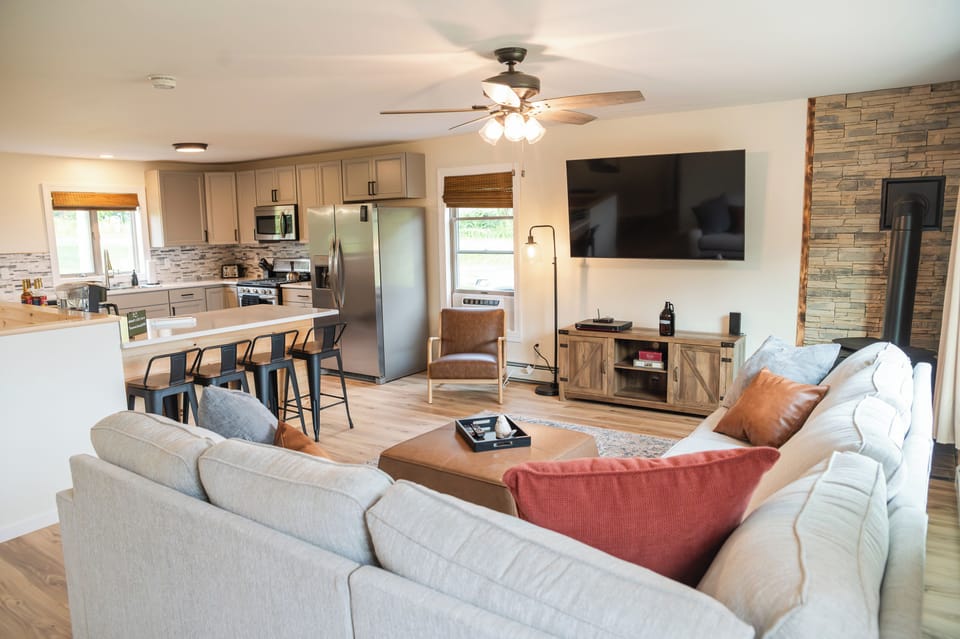 Additional countertop seating with barstools that swivel 