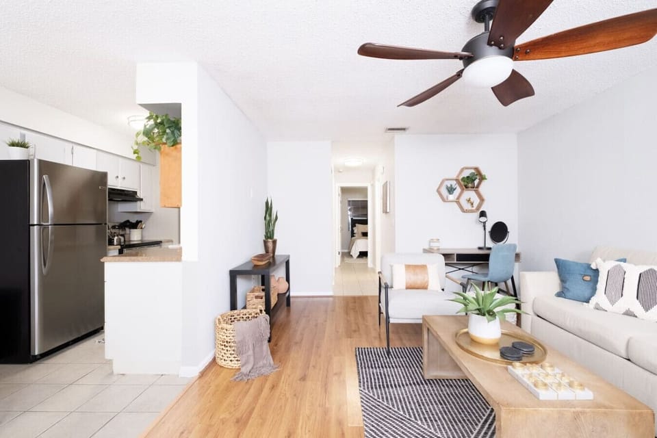 Open living room and kitchen