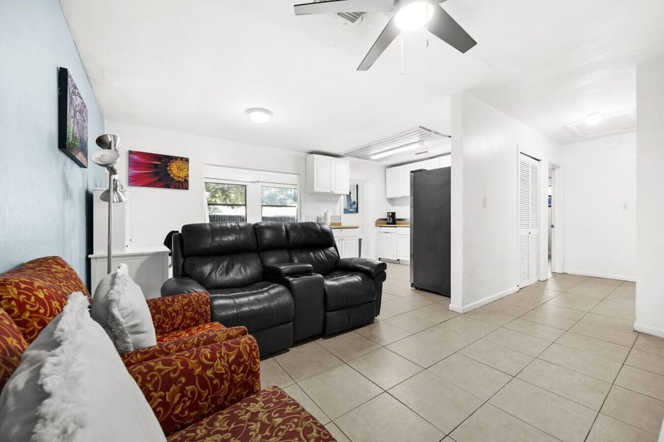 Open-concept living/ dining/ kitchen