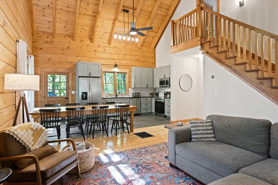 Wide open main living space, great for gathering, eating, or watching a movie!