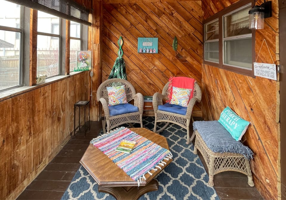 Relax on the porch with a good book or fun games as time slows down.