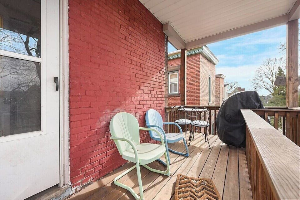 Spacious veranda with comfy seats for coffee or evening chats.
