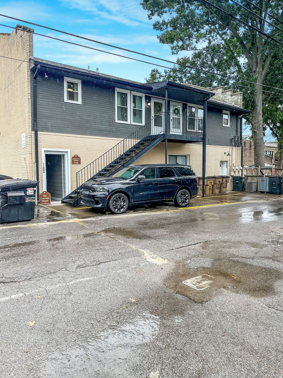 Parking is off the alley behind the Carriage House. You have one designated spot