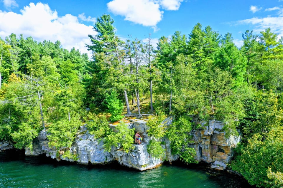 Cliff jumping at the lake.