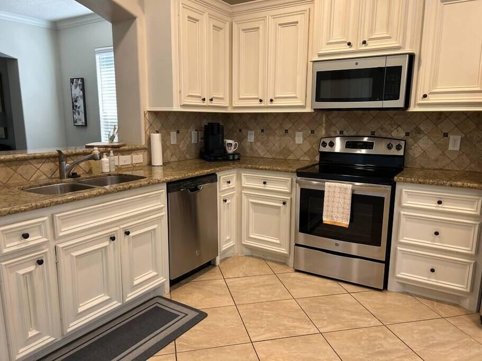Kitchen with new appliances.