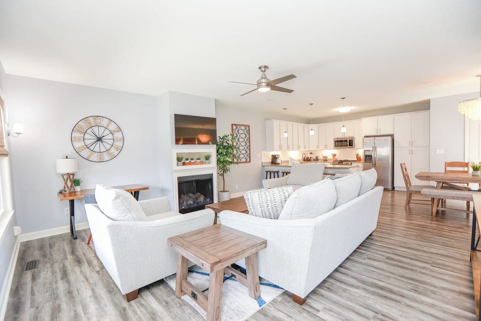 Clean, modern interiors with cozy touches