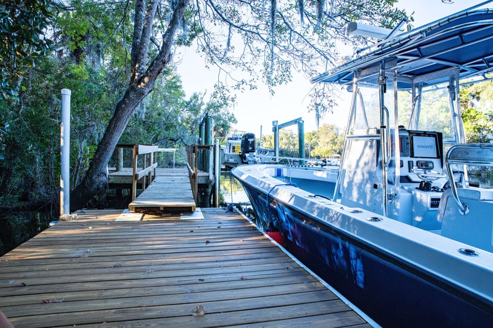The floating dock makes boating extremely easy.  It is yours to use. 