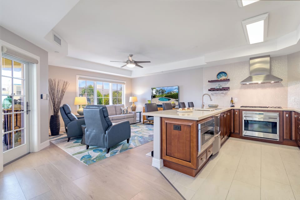 The open floor plan invites gatherings, conversations and enjoyment!