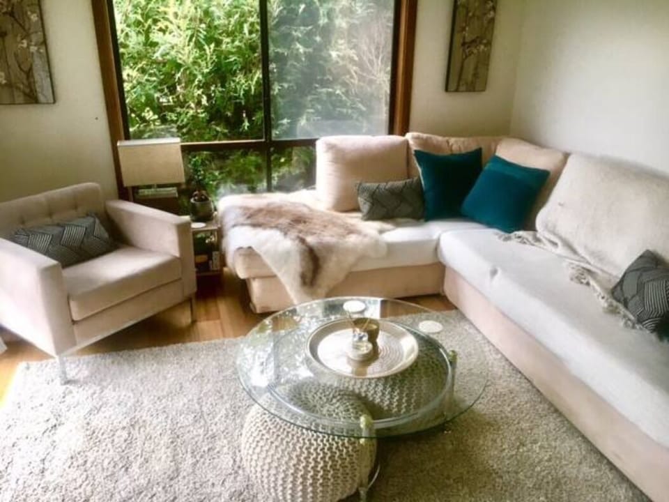 Cosy living space with wood heating