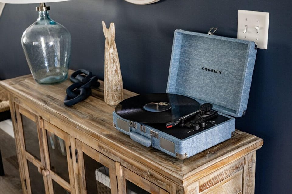Spin some tunes on the vintage record player