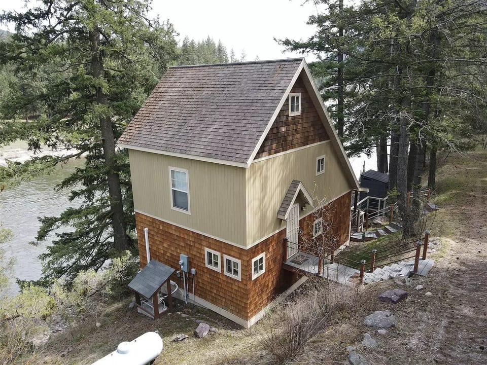 Front side of house from parking area.