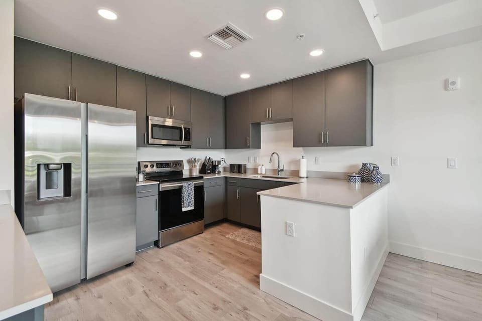 Kitchen with all new stainless steel appliances
