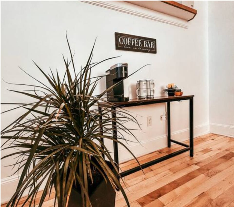 Coffee bar with Keurig.