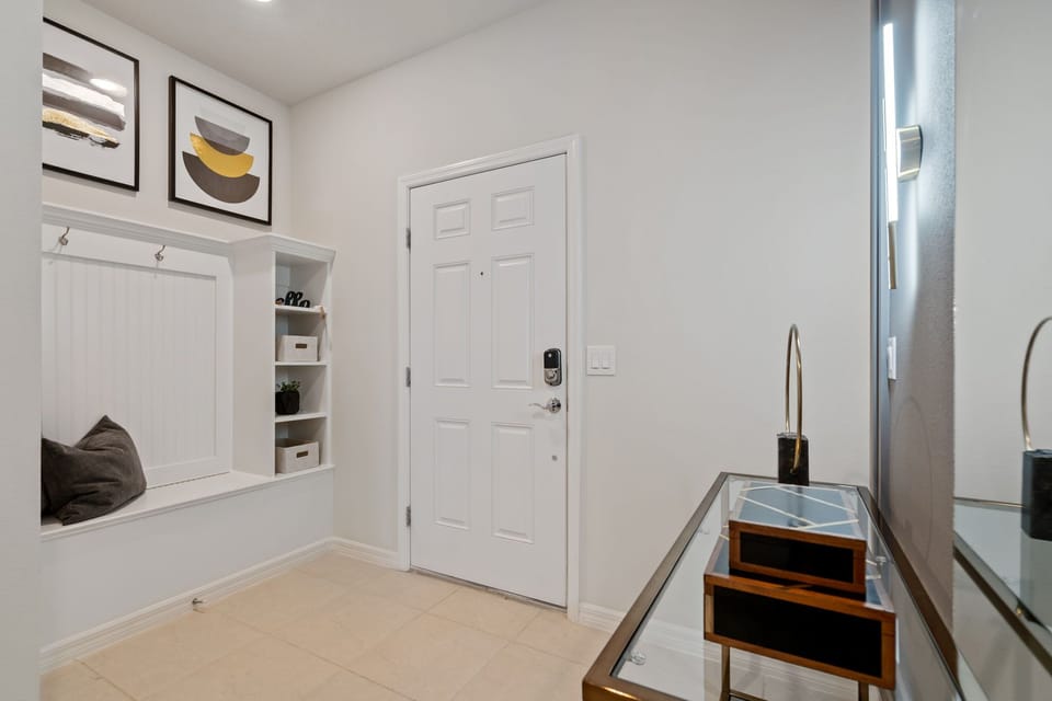 Welcome Home: Secure Electronic Lock and Inviting Foyer