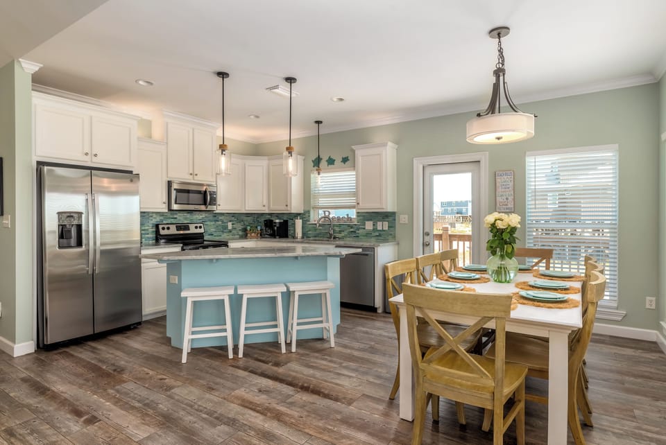 Large kitchen with open floor plan