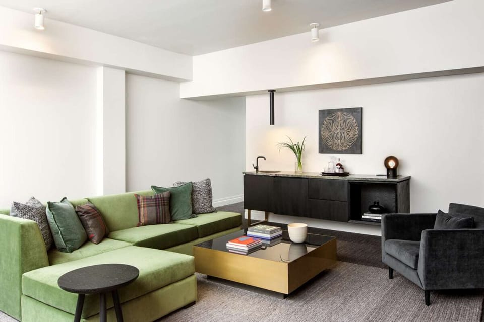 Unwind on the plush sectional for cozy movie nights.