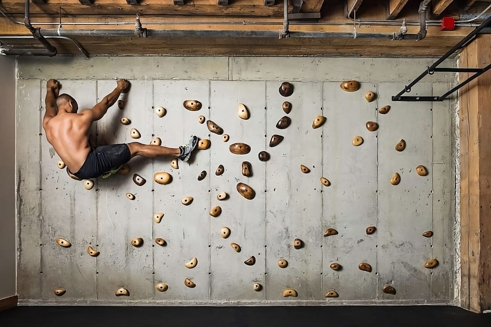 Challenge yourself on the climbing wall in an urban fitness studio.