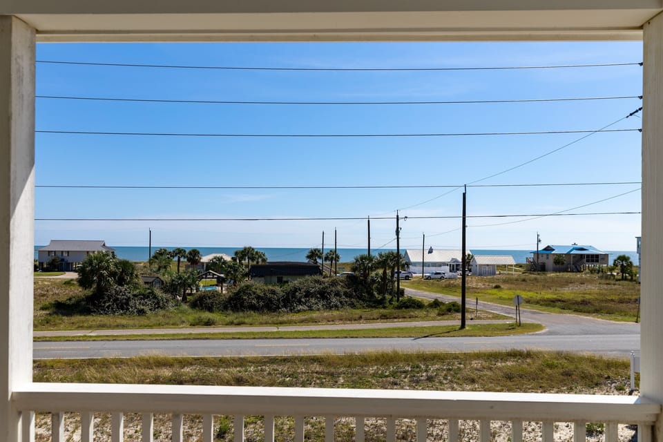 View from the front door and deck area overlooking the Gulf of Mexico.