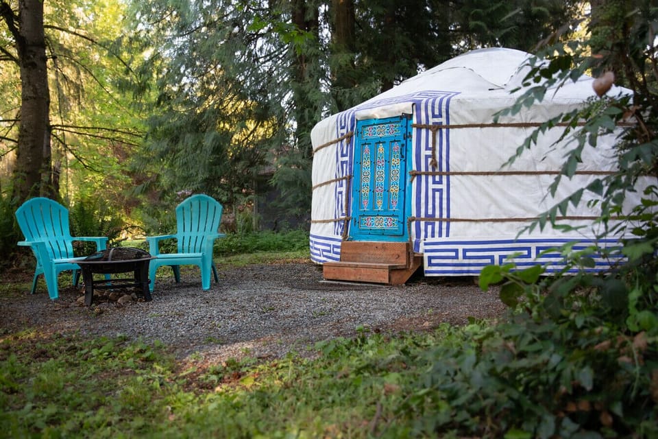 Outside of artisan handmade Mongolian yurt.