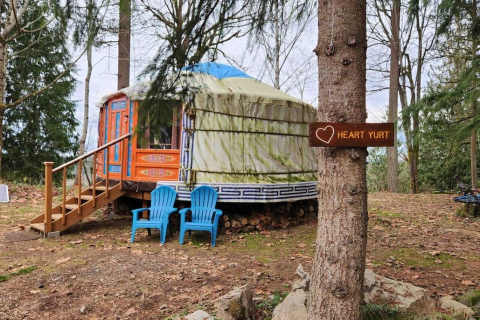 Outside of artisan handmade Mongolian yurt.