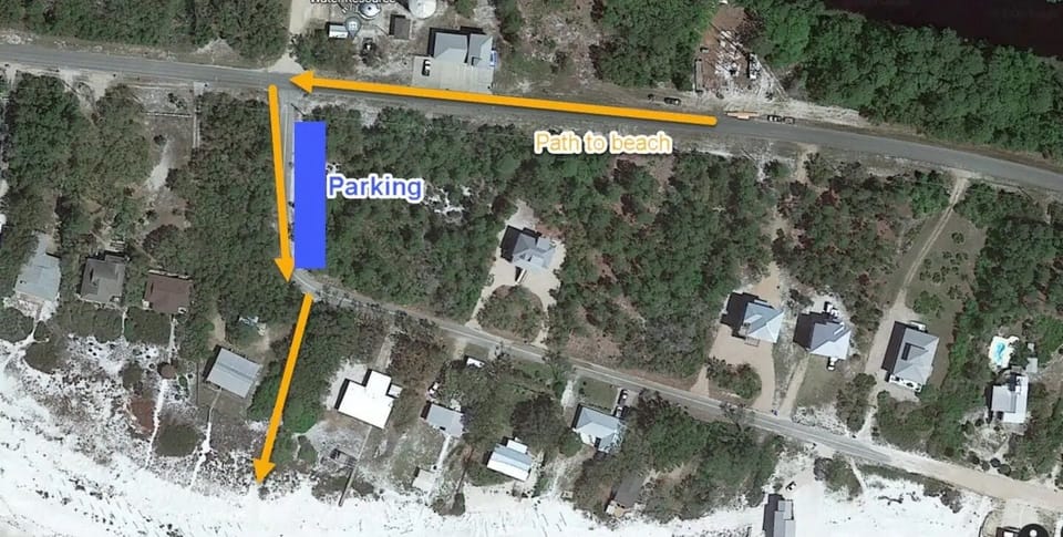 3.5 minute walk to the public beach on paved path, car parking is also available