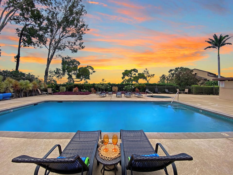 Sunset by the pool