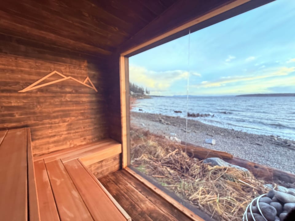 Enjoy the premium glass-panel sauna (optional add-on) reserve via our website