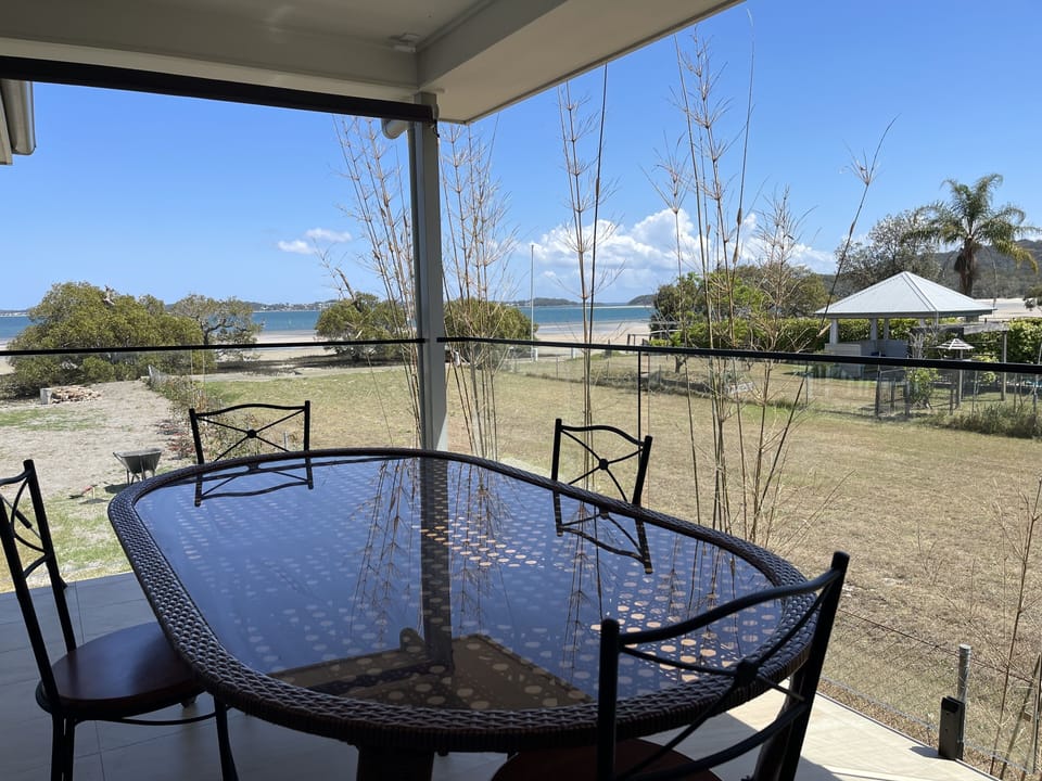 Tea - coffee table on side deck .