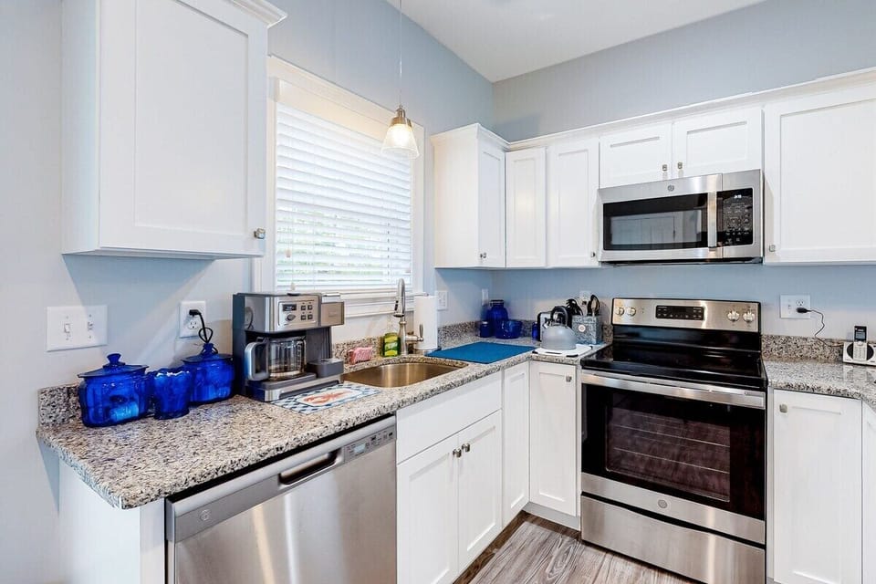 The kitchen is fully stocked with everything you need to make great meals.
