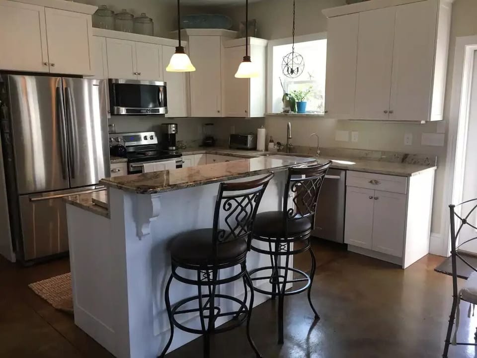 Kitchen with bar area. 