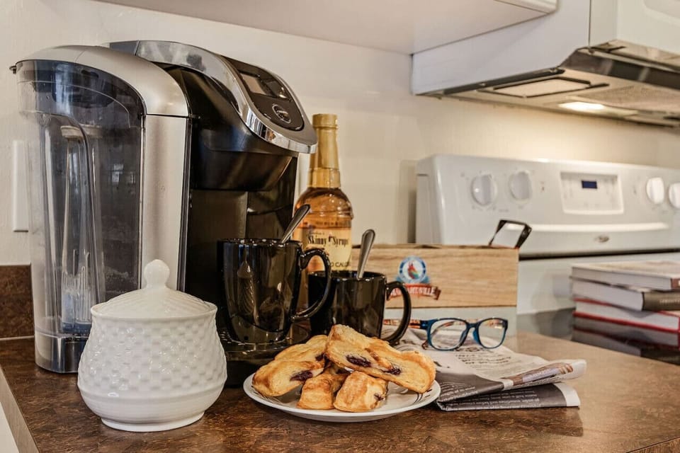 A coffee station for that first cup of joe