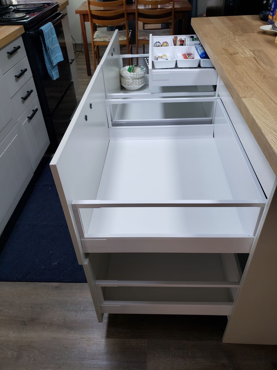 Lots of pantry space in the kitchen island.