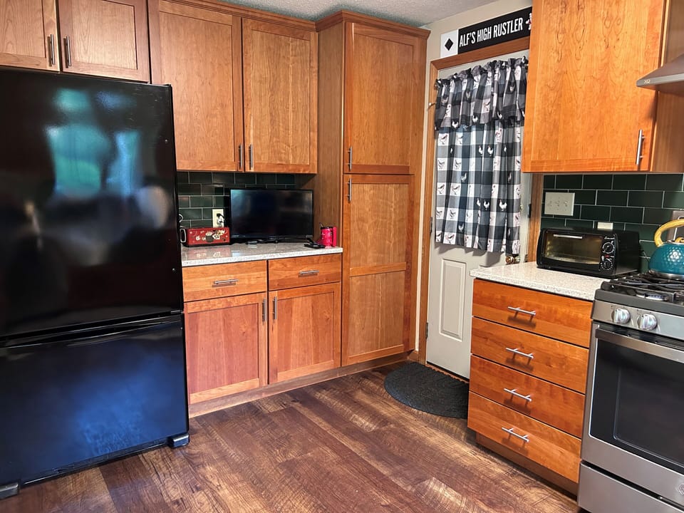 Big fridge in newly remodeled kitchen