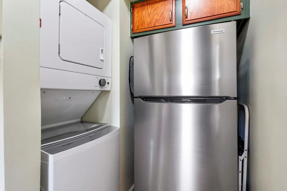 In unit Washer and Dryer, with a full Refrigerator
