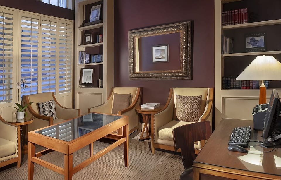 Settle in to focus with a dedicated desk and quiet seating.