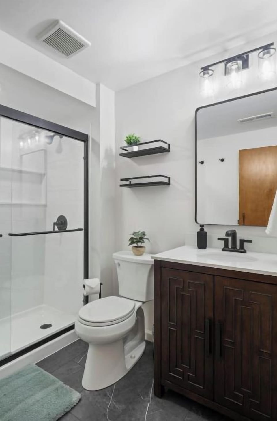 Lower level bathroom with walk in shower