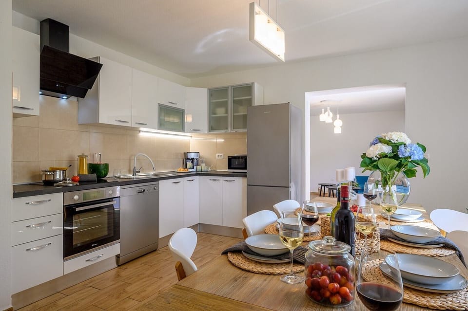 Inside of Croatia luxury family villa Essencia Milna Brac with private heated pool for vacation and rent