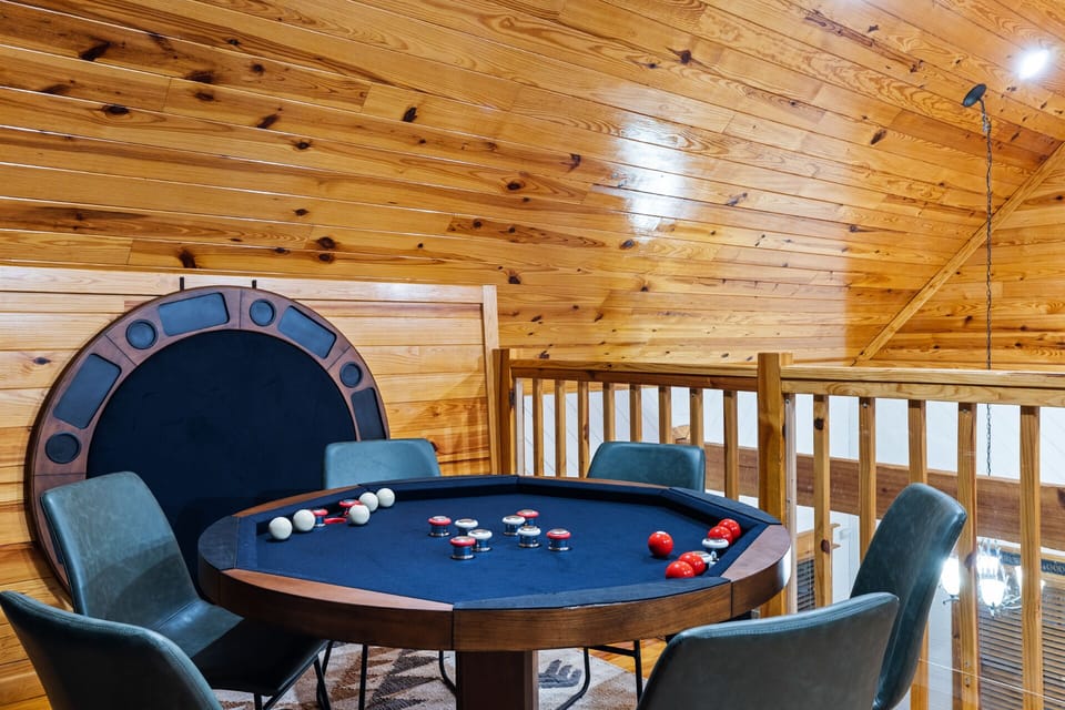 The table converts from bumper pool, card table, and game-board table with ease!