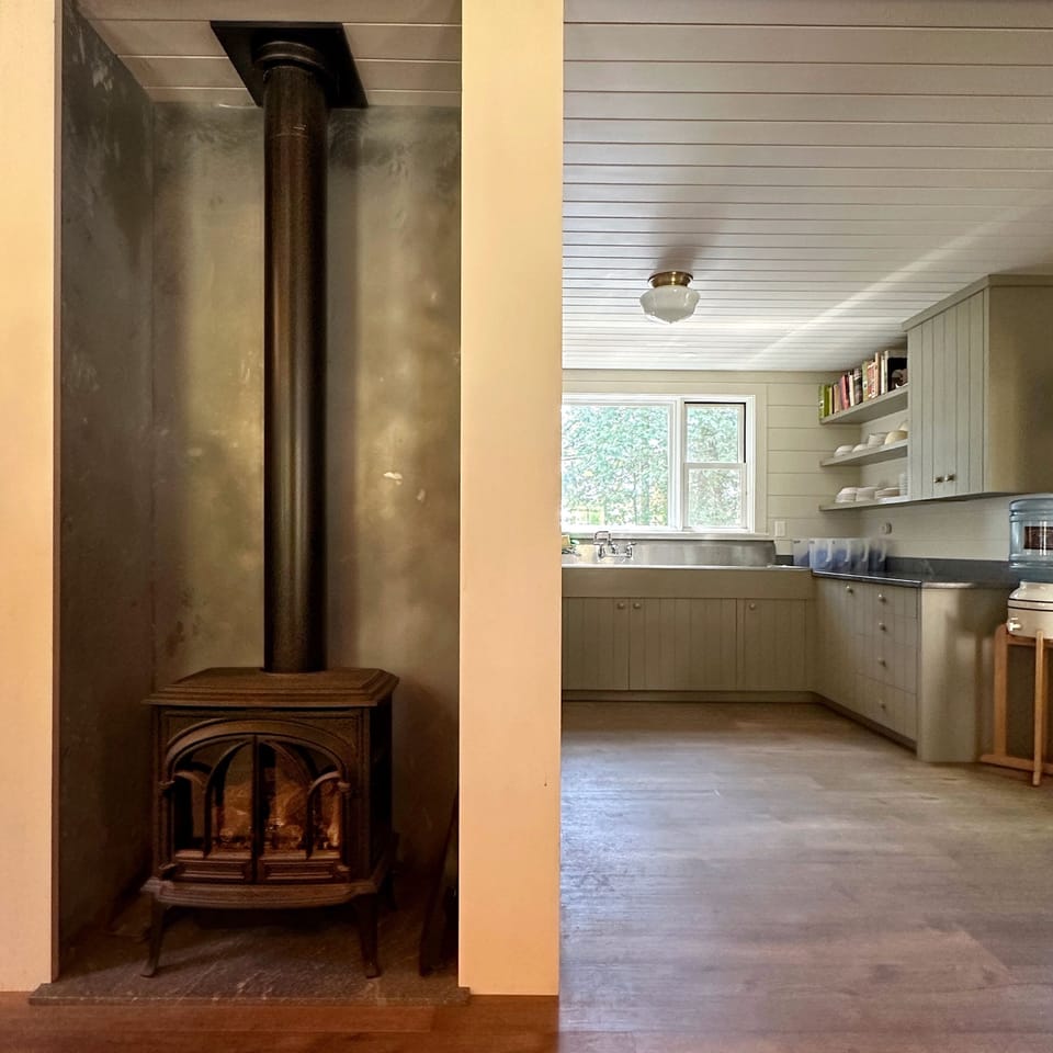 View from kitchen into cleanup area