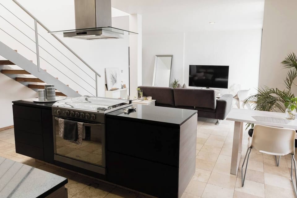 kitchen with natural light and open areas