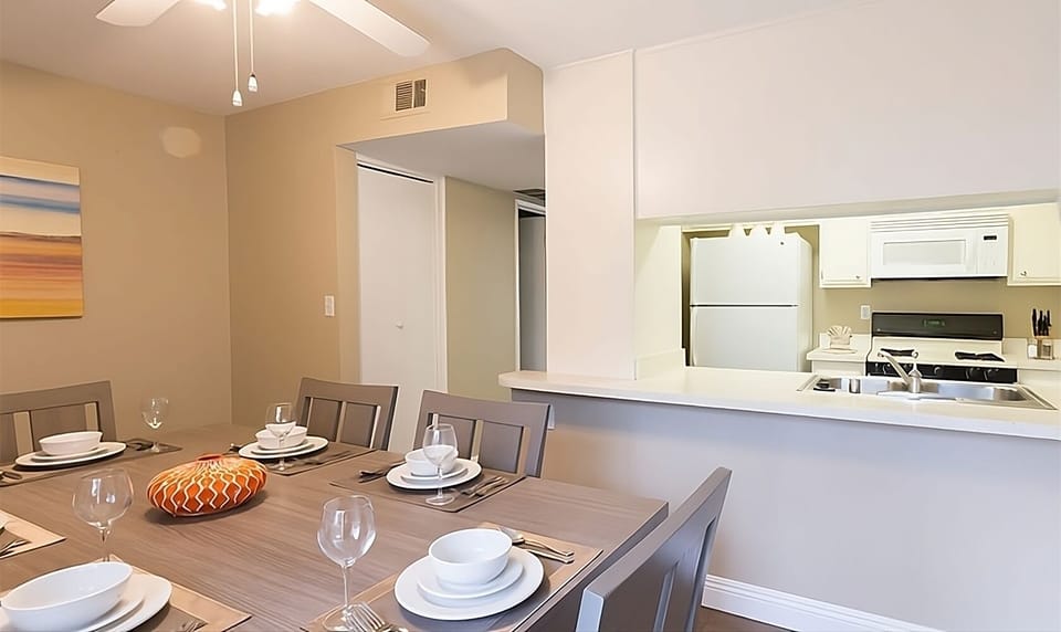 Enjoy easy entertaining with a fully equipped kitchen just steps away.