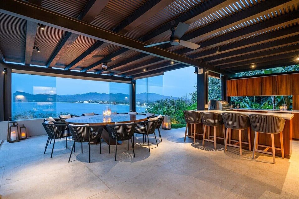 Outdoor kitchen at night