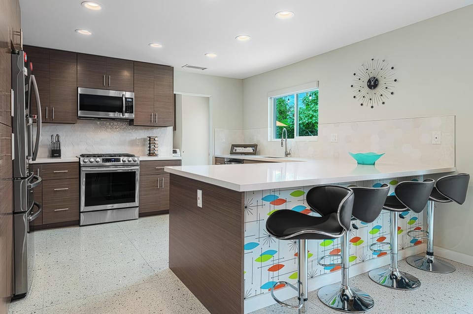 Loads of counter space with large peninsula for easy meal prep