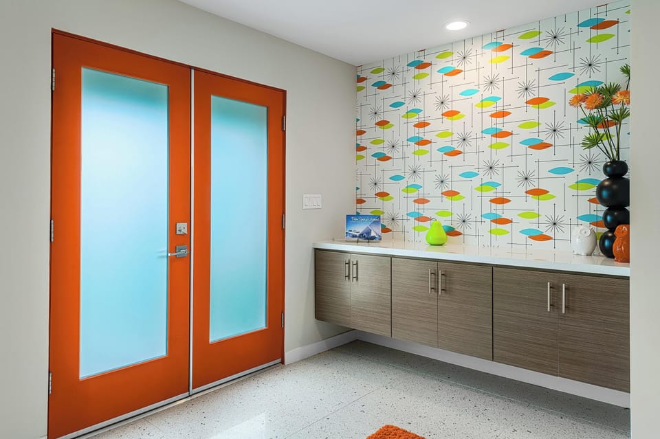 Colorful double door front entryway