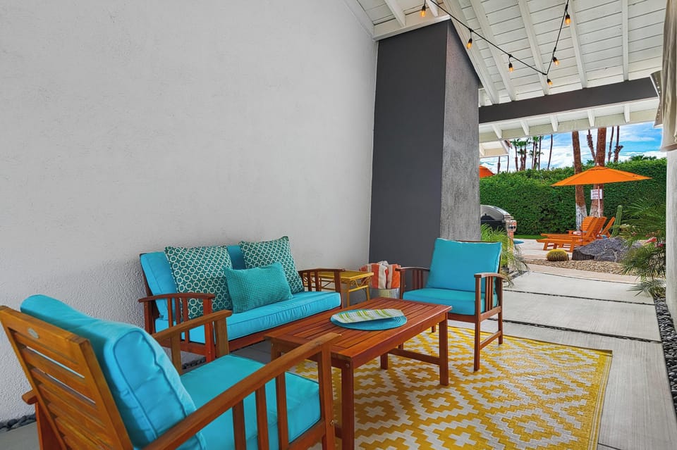 Enjoy a cool drink under the shade of the covered breezeway